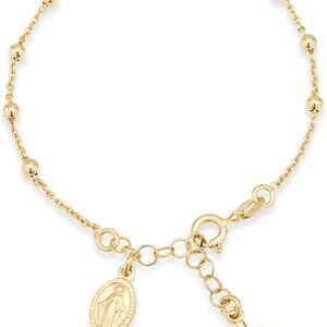 Sterling Silver Rosary Bracelet 18K Gold Plated Worldwide Faith Gift